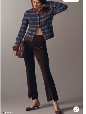 NWT Anthropologie Maeve High-Rise Split-Front Velvet Skinny Pants small